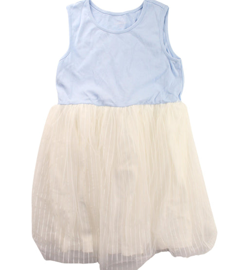 A Blue Sleeveless Dresses from Chickeeduck in size 7Y for girl. (Front View)