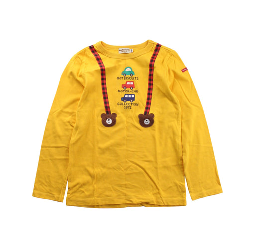 A Yellow Long Sleeve T Shirts from Miki House in size 7Y for boy. (Front View)