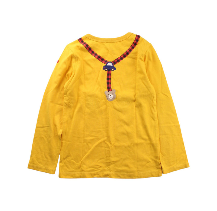 A Yellow Long Sleeve T Shirts from Miki House in size 7Y for boy. (Back View)