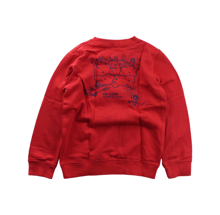 A Red Crewneck Sweatshirts from Miki House in size 7Y for boy. (Back View)