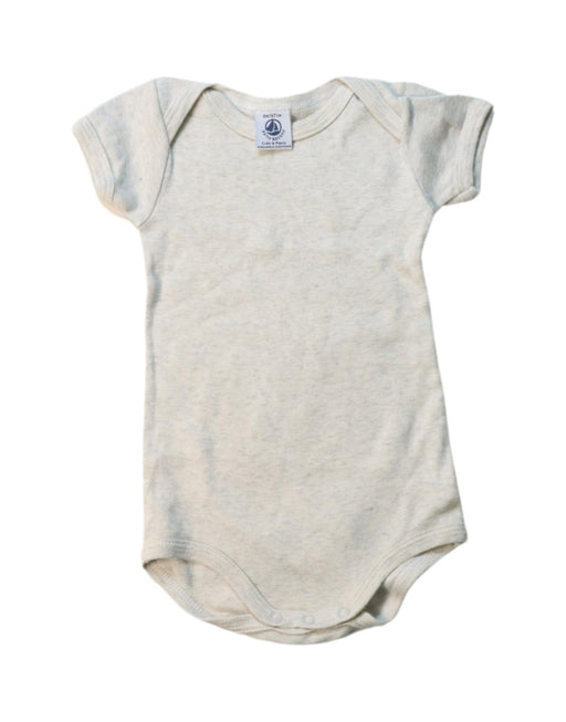 A Grey Short Sleeve Bodysuits from Petit Bateau in size 3-6M for neutral. (Front View)