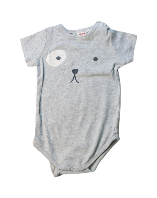 A Grey Short Sleeve Bodysuits from Seed in size 3-6M for boy. (Front View)