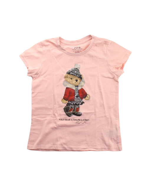 A Pink Short Sleeve T Shirts from Polo Ralph Lauren in size 7Y for girl. (Front View)