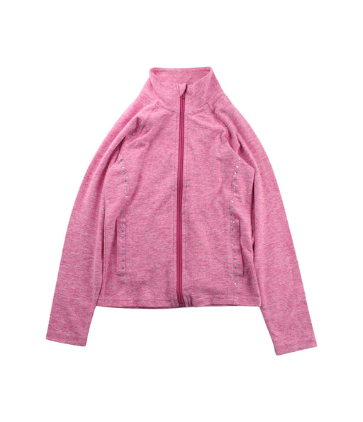 A Pink Zippered Sweatshirts from XAMAS in size 10Y for girl. (Front View)