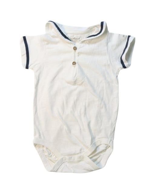 A Navy Short Sleeve Bodysuits from Newbie in size 3-6M for neutral. (Front View)