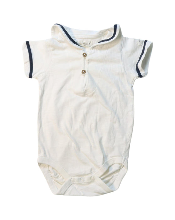 A Navy Short Sleeve Bodysuits from Newbie in size 3-6M for neutral. (Front View)