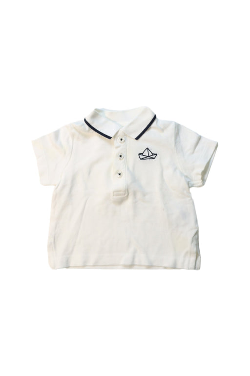A White Short Sleeve Polos from Bout'Chou in size 3-6M for boy. (Front View)