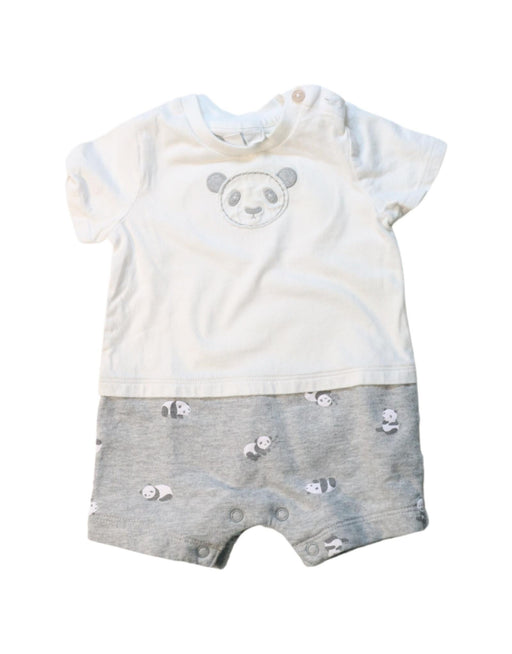 A Grey Short Sleeve Rompers from The Little White Company in size 3-6M for boy. (Front View)