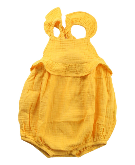 A Yellow Sleeveless Rompers from Seed in size 6-12M for girl. (Front View)