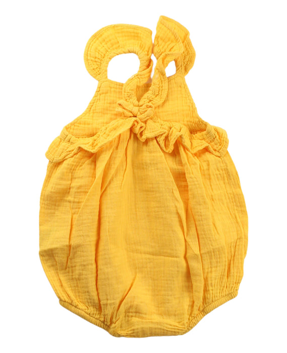 A Yellow Sleeveless Rompers from Seed in size 6-12M for girl. (Back View)