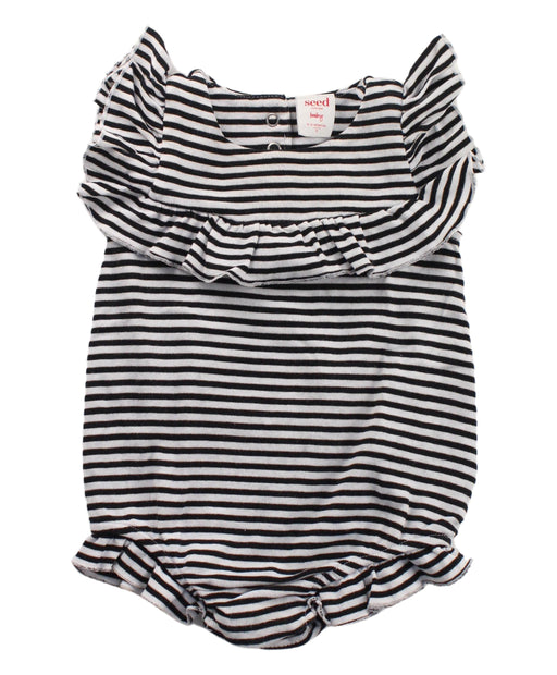 A Black Short Sleeve Rompers from Seed in size 6-12M for girl. (Front View)