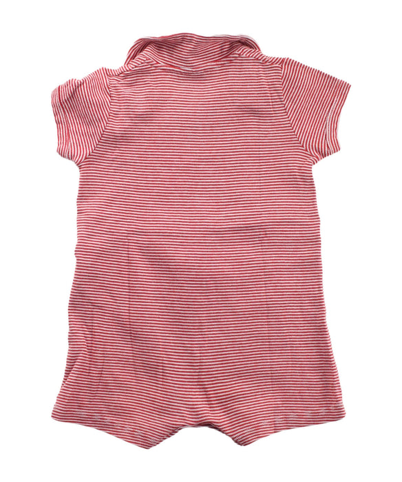 A Red Short Sleeve Rompers from Petit Bateau in size 3-6M for girl. (Back View)