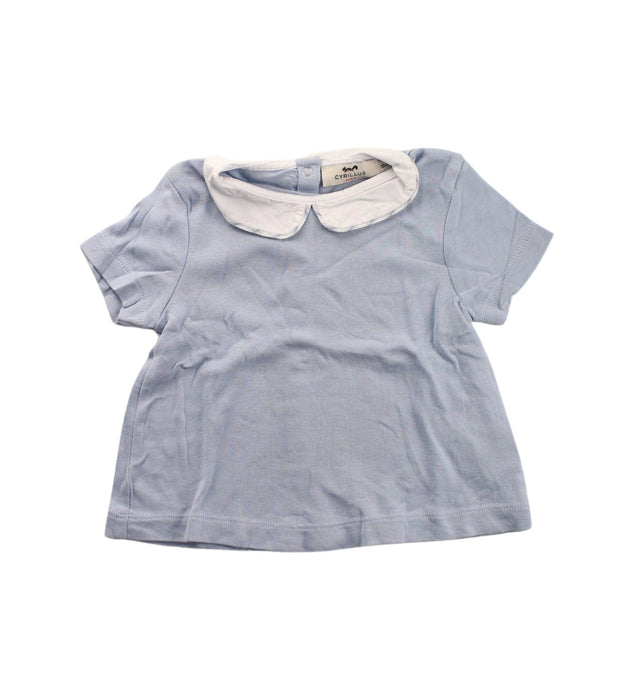 A Blue Short Sleeve Tops from Cyrillus in size 6-12M for girl. (Front View)