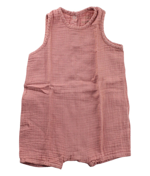 A Pink Sleeveless Rompers from Apple Park in size 6-12M for girl. (Front View)