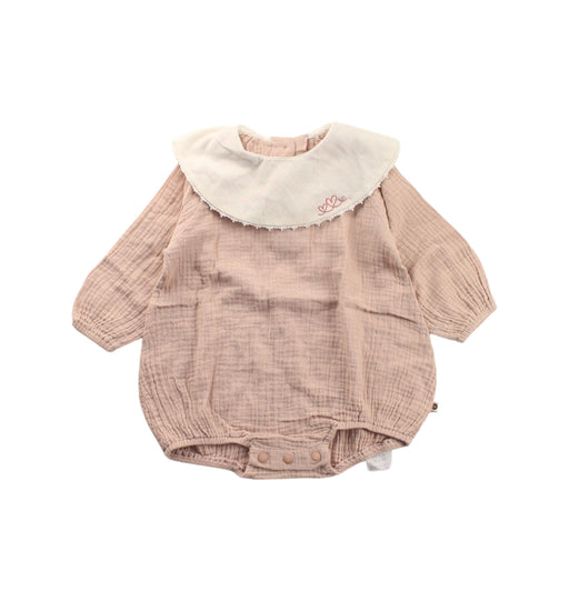 A Peach Long Sleeve Rompers from Happy Prince in size 6-12M for girl. (Front View)