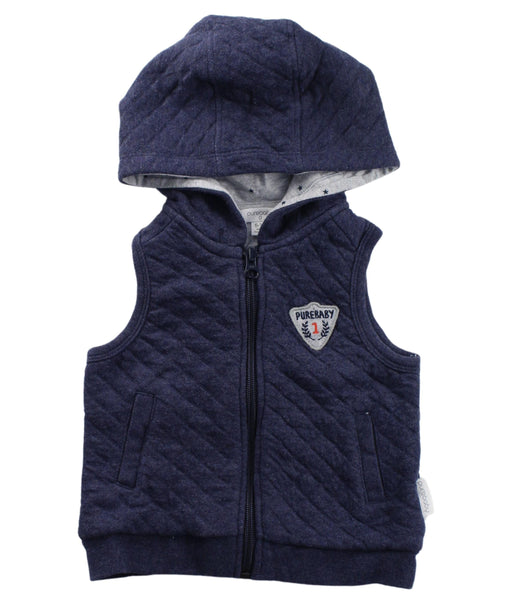 A Blue Outerwear Vests from Purebaby in size 6-12M for boy. (Front View)