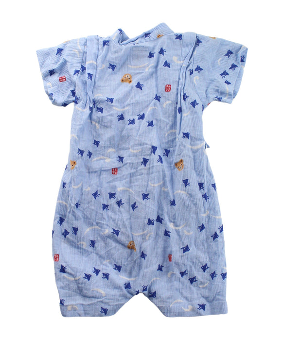 A Blue Short Sleeve Rompers from Miki House in size 6-12M for boy. (Back View)