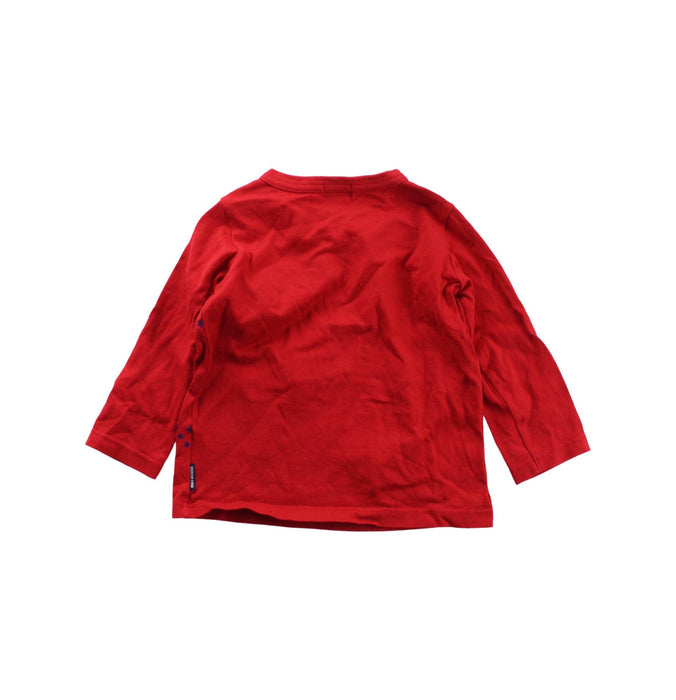 A Red Buttoned Sweatshirts from Miki House in size 12-18M for boy. (Back View)