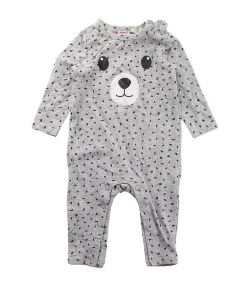 A Grey Long Sleeve Jumpsuits from Seed in size 3-6M for boy. (Front View)
