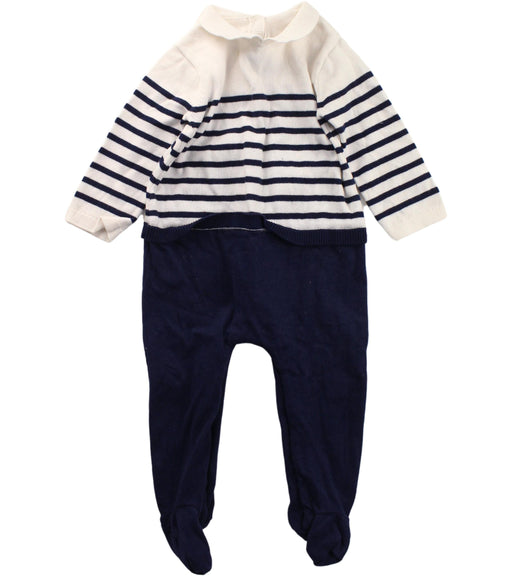 A Blue Onesies from Jacadi in size 6-12M for boy. (Front View)