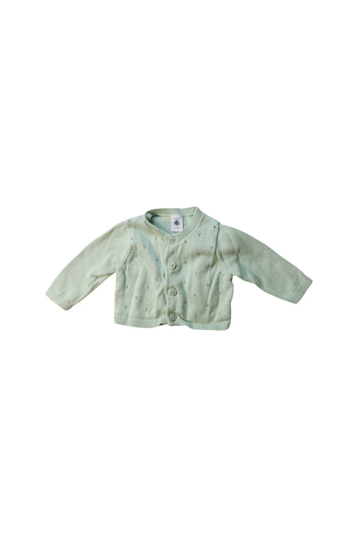 A Green Cardigans from Petit Bateau in size 0-3M for girl. (Front View)