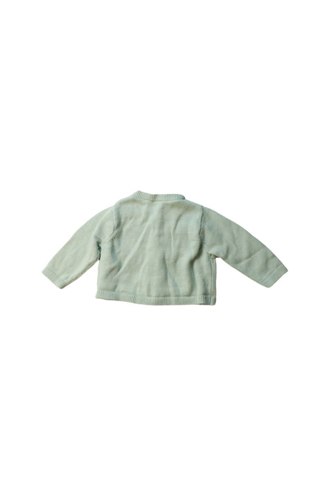 A Green Cardigans from Petit Bateau in size 0-3M for girl. (Back View)