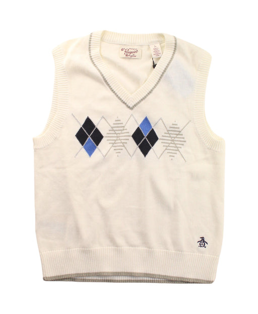 A White Sweater Vests from Penguin by Munsingwear in size 7Y for boy. (Front View)