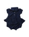 A Navy Short Sleeve Rompers from Ralph Lauren in size 0-3M for girl. (Front View)