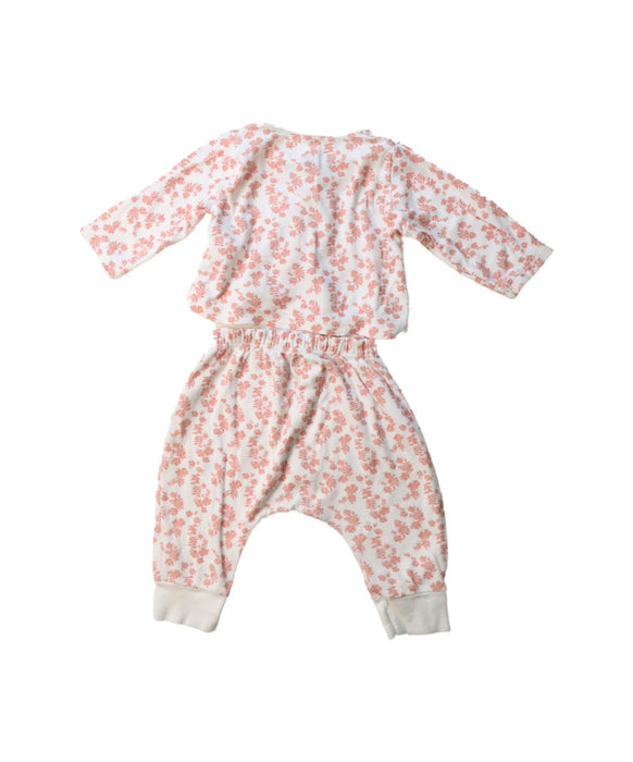 A Pink Pyjama Sets from Petit Bateau in size 0-3M for girl. (Back View)