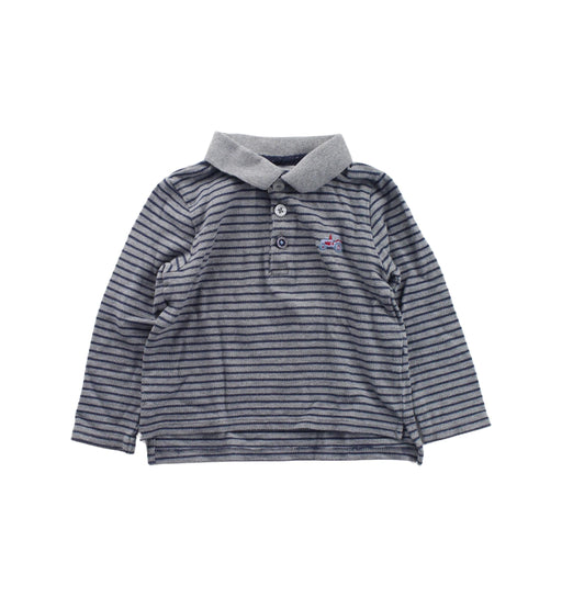 A Blue Long Sleeve Polos from The Little White Company in size 12-18M for boy. (Front View)