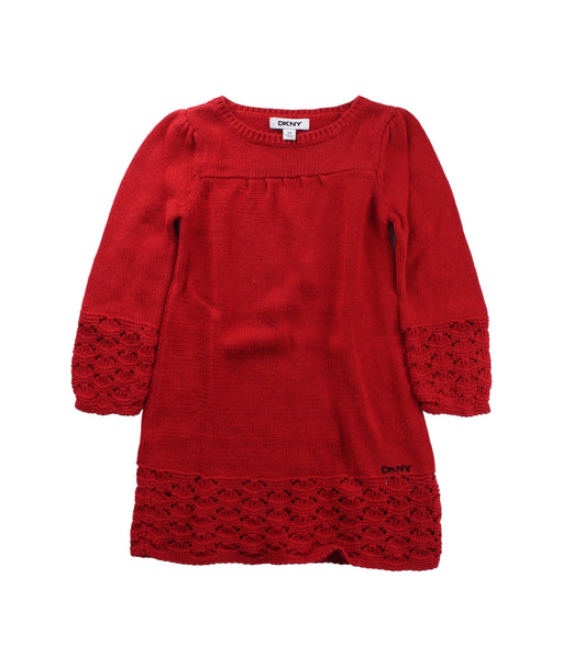 A Red Sweater Dresses from DKNY in size 2T for girl. (Front View)