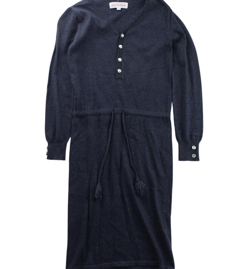 A Blue Long Sleeve Dresses from Excuse My French in size 6T for girl. (Front View)