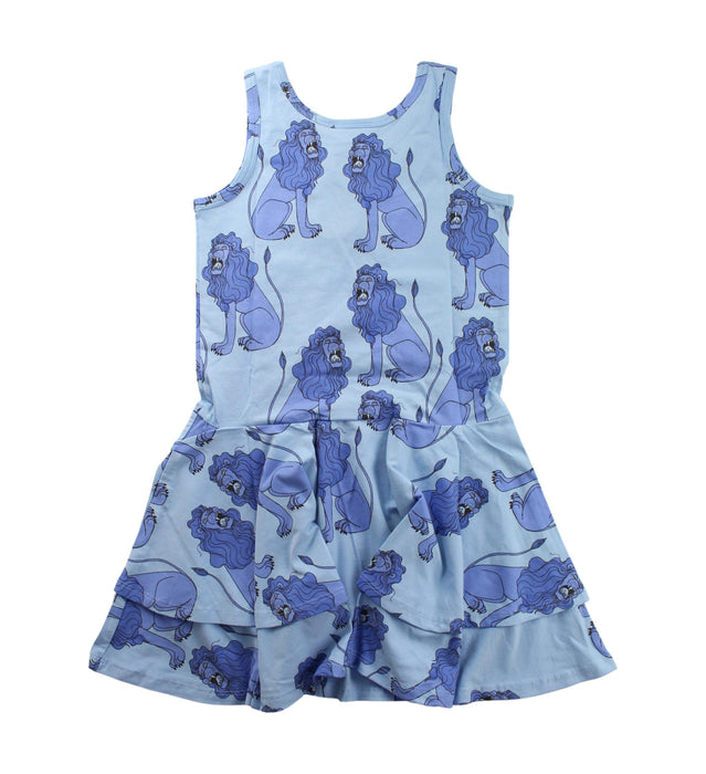 A Blue Sleeveless Dresses from Mini Rodini in size 7Y for girl. (Back View)