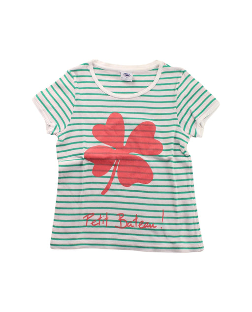 A Green Short Sleeve T Shirts from Petit Bateau in size 5T for girl. (Front View)