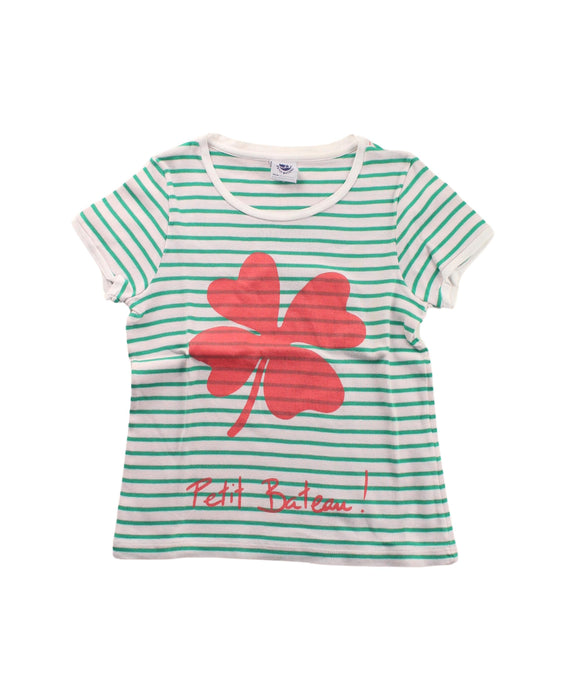 A Green Short Sleeve T Shirts from Petit Bateau in size 5T for girl. (Front View)
