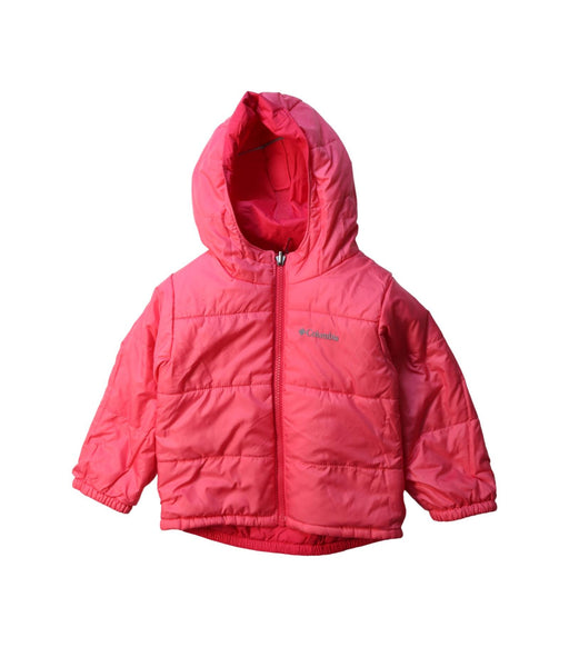 A Pink Puffer/Quilted Jackets from Columbia in size 2T for girl. (Front View)