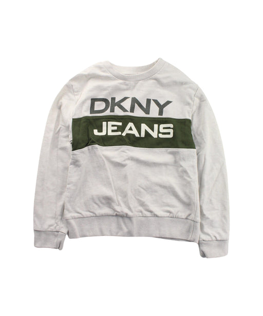 A White Crewneck Sweatshirts from DKNY in size 6T for boy. (Front View)