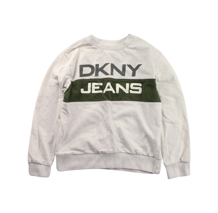 A White Crewneck Sweatshirts from DKNY in size 6T for boy. (Front View)