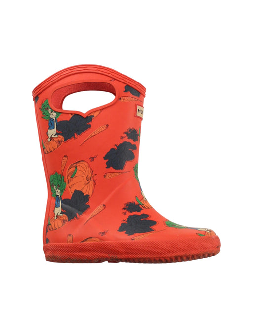 A Red Rain Boots from Hunter in size 4T for neutral. (Front View)