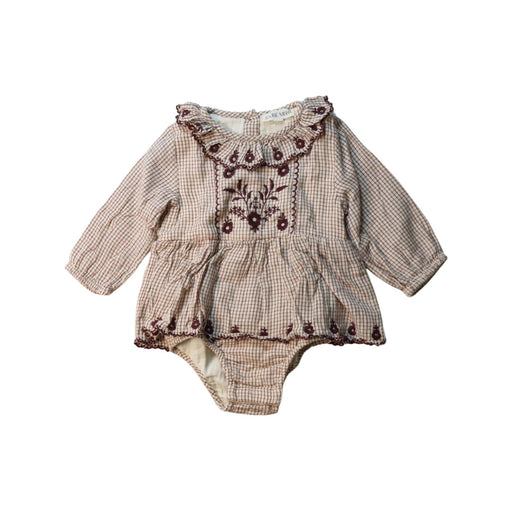 A Brown Long Sleeve Rompers from Louise Misha in size 6-12M for girl. (Front View)