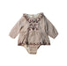 A Brown Long Sleeve Rompers from Louise Misha in size 6-12M for girl. (Front View)