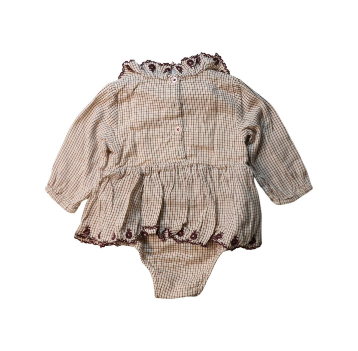 A Brown Long Sleeve Rompers from Louise Misha in size 6-12M for girl. (Back View)