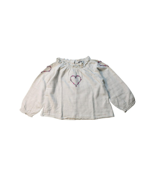 A Grey Long Sleeve Tops from Bonton in size 2T for girl. (Front View)