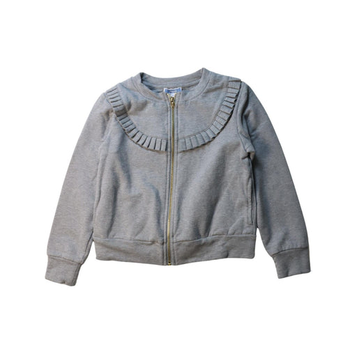 A Grey Zippered Sweatshirts from Jacadi in size 6T for girl. (Front View)