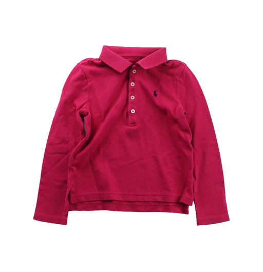 A Pink Long Sleeve Polos from Polo Ralph Lauren in size 4T for boy. (Front View)