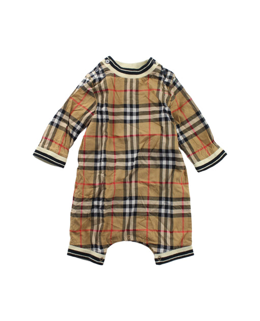 A Beige Long Sleeve Rompers from Burberry in size 0-3M for boy. (Front View)