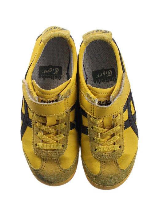 A Yellow Sneakers from Onitsuka Tiger in size 4T for boy. (Back View)