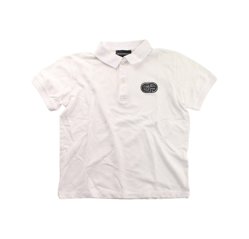 A White Short Sleeve Polos from Armani in size 10Y for boy. (Front View)