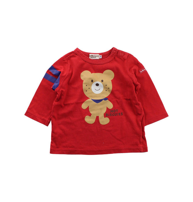 A Red Long Sleeve Tops from Miki House in size 6-12M for boy. (Front View)