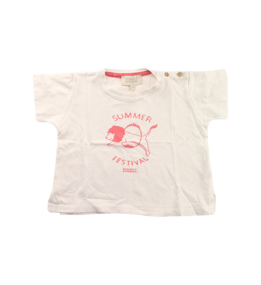 A White Short Sleeve T Shirts from Bonnet à Pompon in size 6-12M for girl. (Front View)